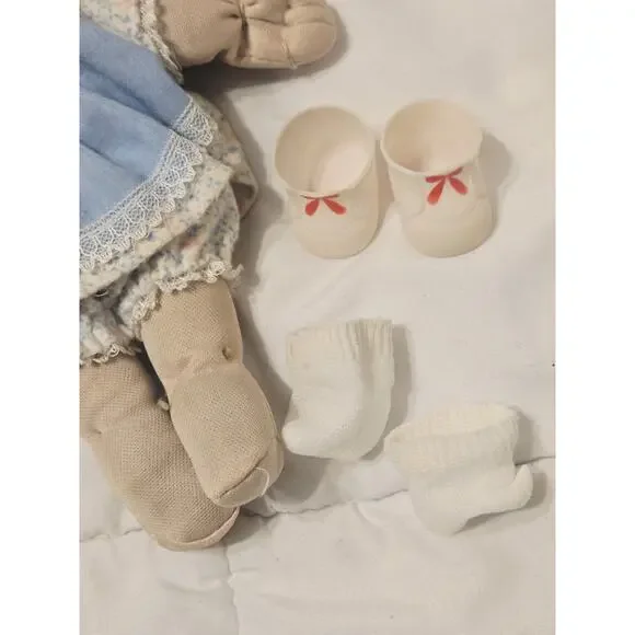Vtg Cabbage Patch Mini Kids Doll Blonde Hair Brown Eyes Dimple Shoes Soks Gift - Picture 6 of 6